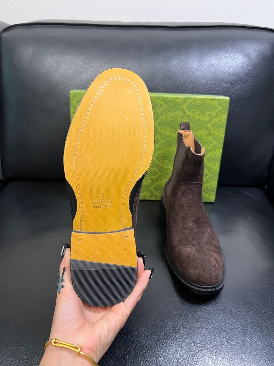 Men's shoes 💰900 Gucci High-quality top crafts Gucci Leather shoes and boots high-top series counter synchronization Original factory configuration, original cowhide imported from Italy, imported water-dyed cow lining, soles: original factory special supply original sole super comfortable, original factory and single goods High quality, welcome to compare and synchronization at the counter, code number 39-44 (customized 45)